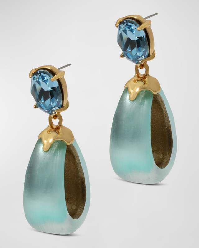 Bonbon Crystal Lucite Small Teardrop Hoop Earrings